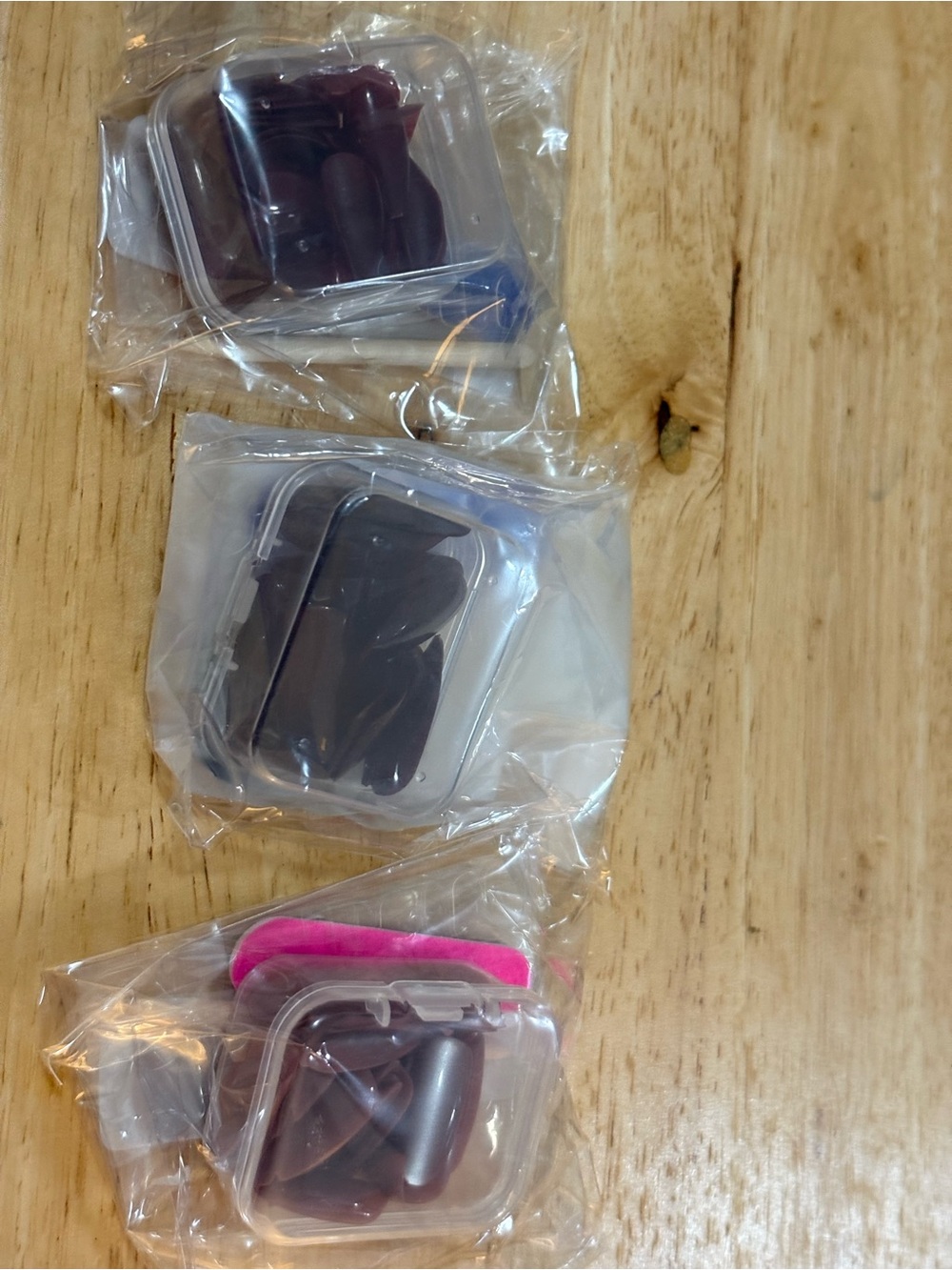 Lot of 3 cases of DIY nails Berry pink mauve colors 28-29 pcs in each one